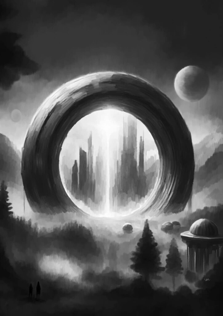 The Gate (Gates Elder): black and white drawing, drawn in Procreate by svl