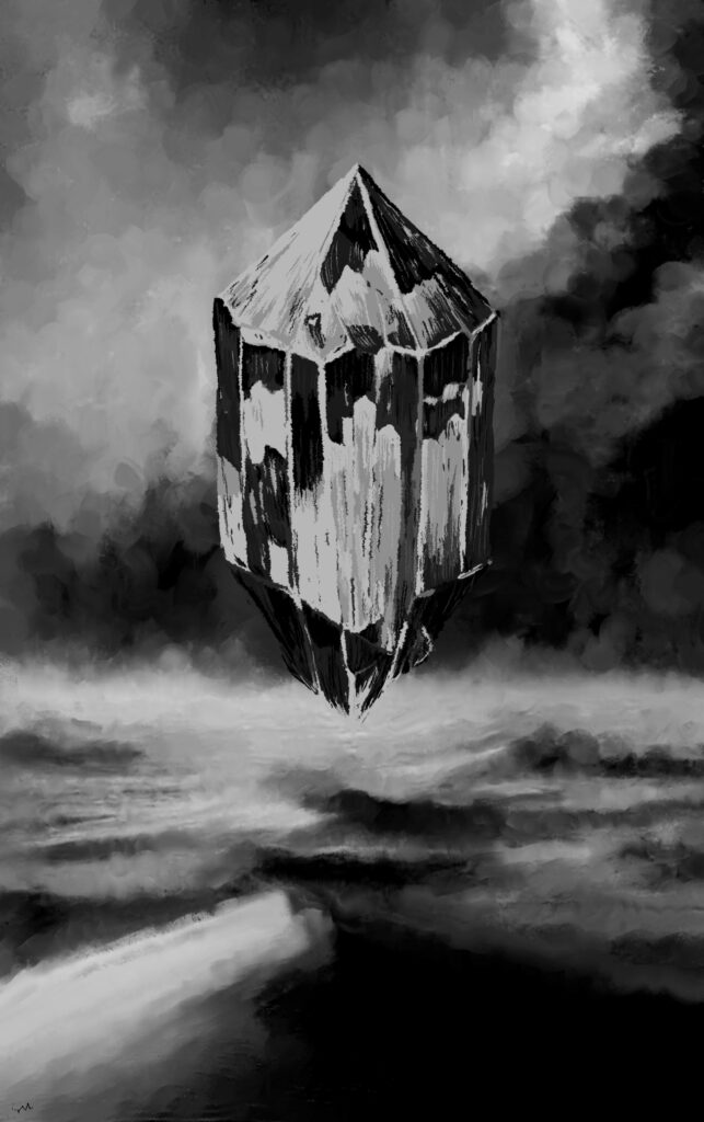Crystal: black and white drawing, drawn in Procreate by svl