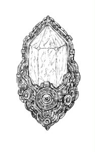 Black and white drawing of a Crystal