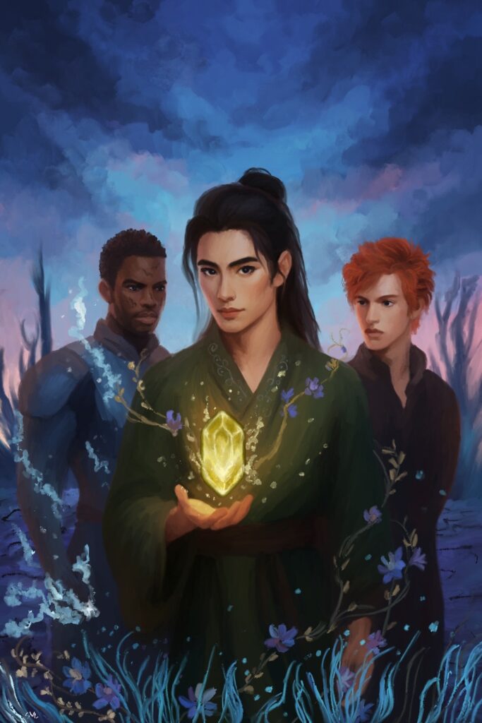 Song, Taj and Riley - gay romance fantasy art from the series the Taj and Song Trilogy
