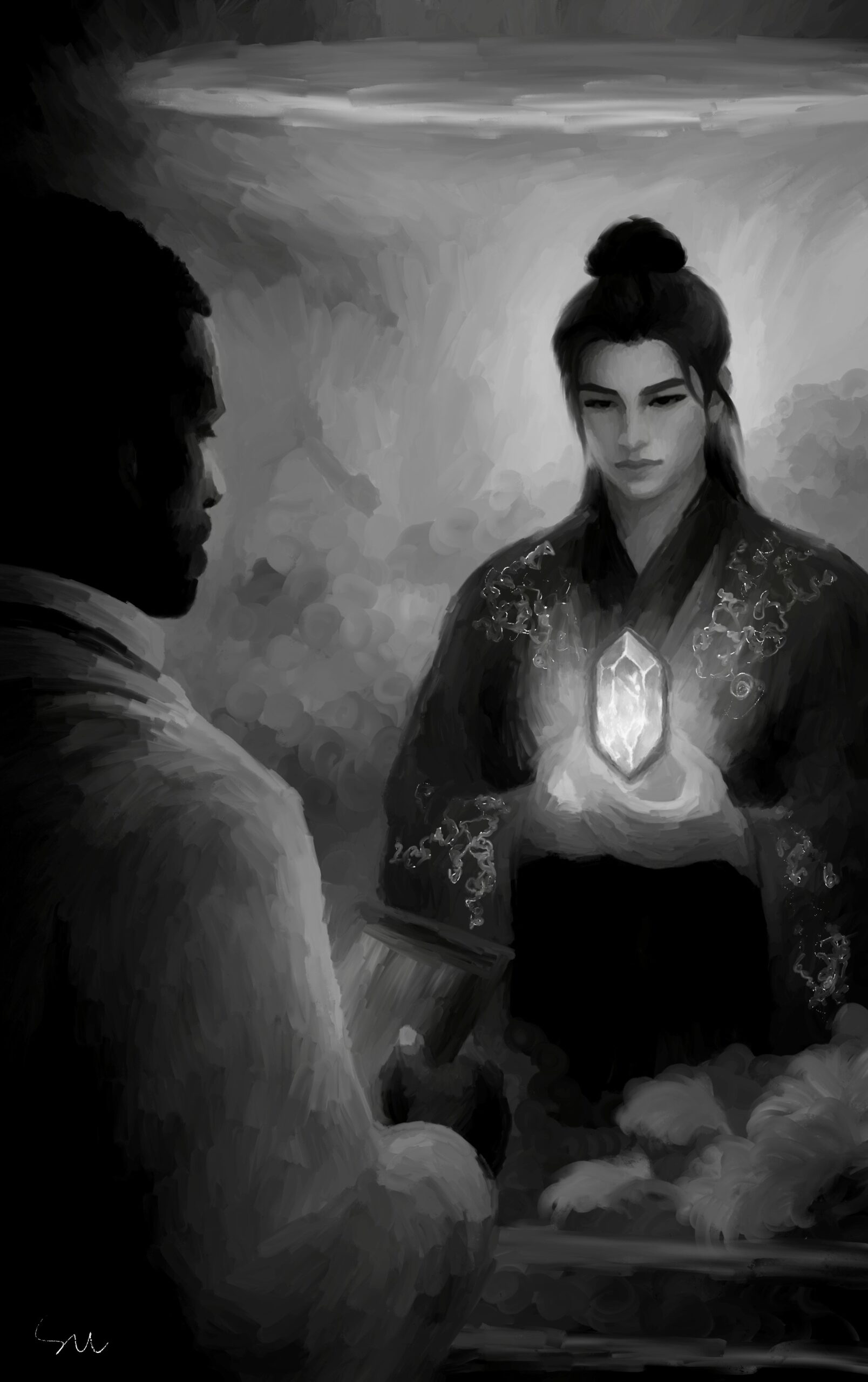 Anders and Taj in energy labs, MM Romantasy Art by SVL YISANLIU